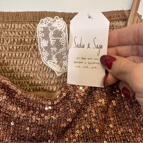 Sadie & Sage Gold Sequin Crop Camisole - Picture 2 of 3